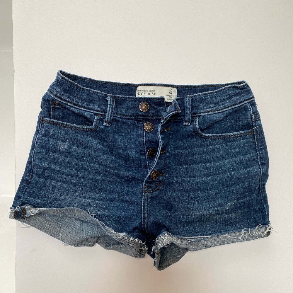 Abercrombie high waist dark wash jean shorts